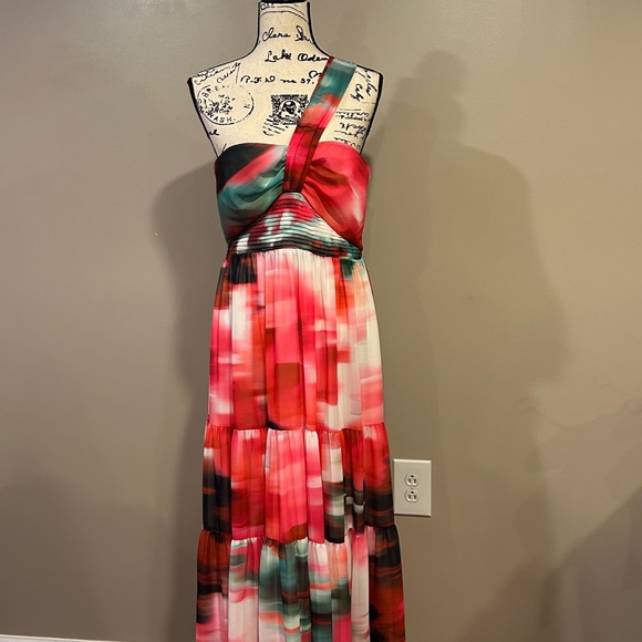 Belle Badgley Mischka One Shoulder Strap Midi Dress - Picture 5 of 14